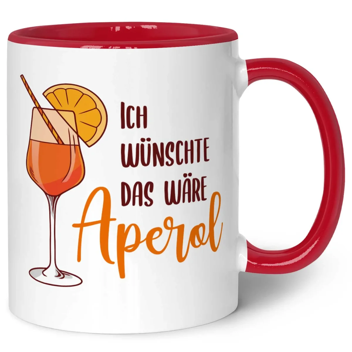 Bedruckte Tasse mit Aperol Spritz Motiv - Ich wünschte das wäre Aperol - Aperol Geschenk – Bild 8
