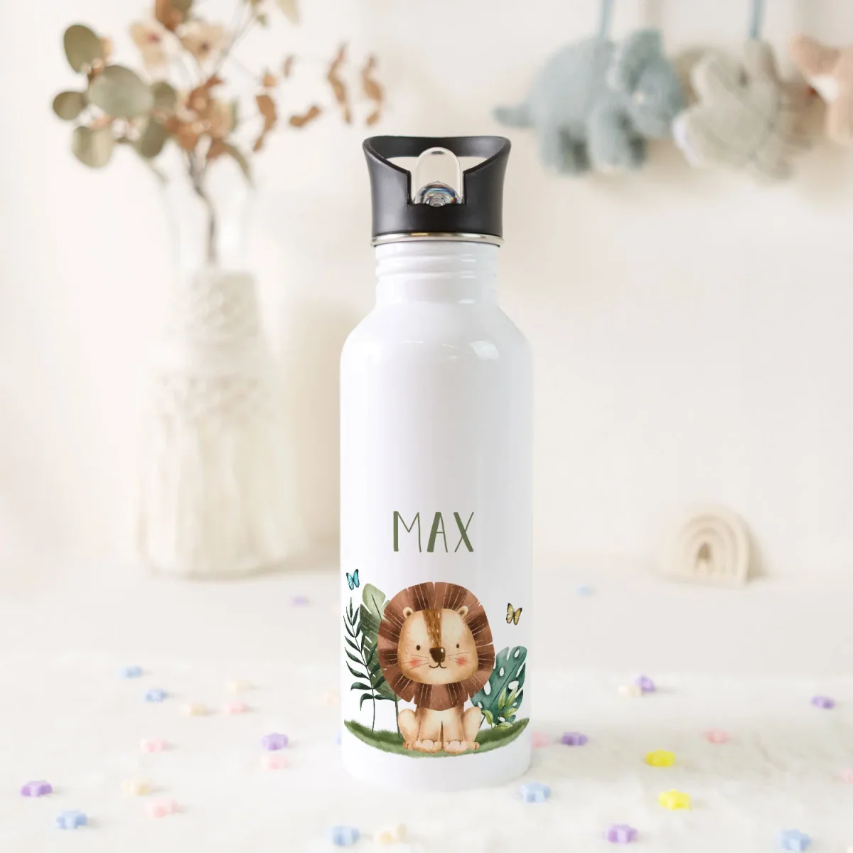 Bedruckte Trinkflasche aus Edelstahl - Tiergruppe
