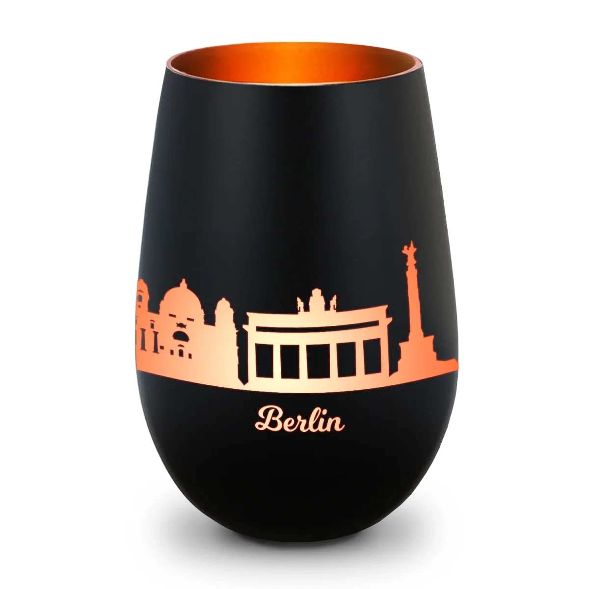 Deko Windlicht aus Glas mit Gravur - Skyline Berlin – Bild 3
