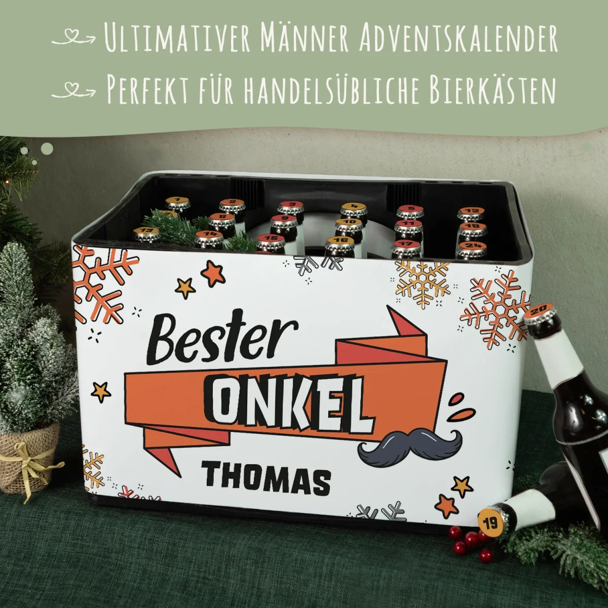 DIY Bierkasten Banderole mit 24 Deckelaufklebern - Bester Onkel – Bild 4