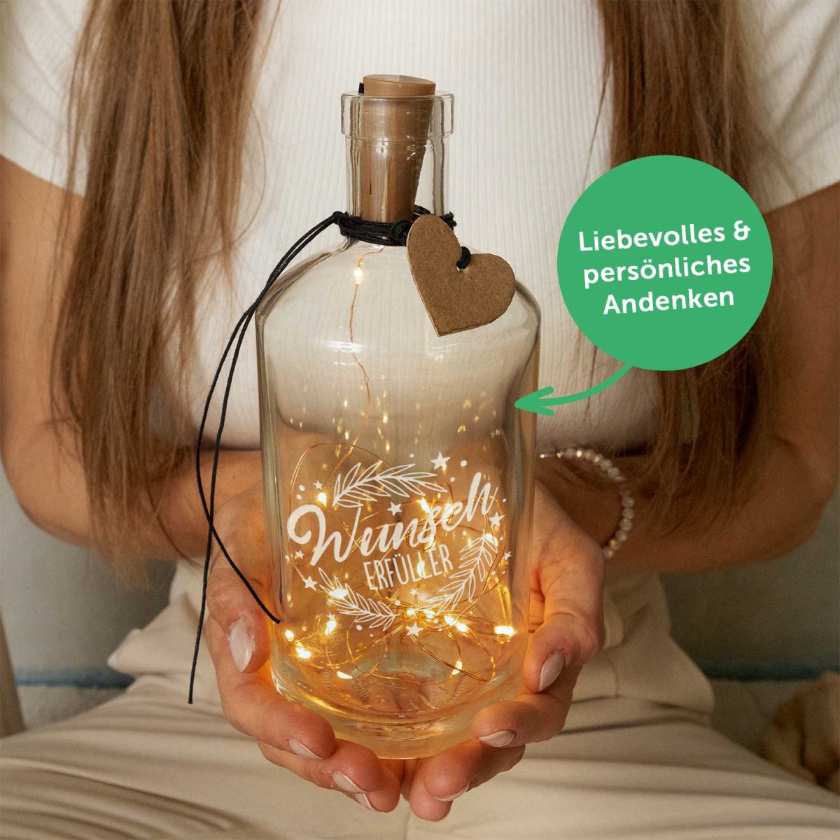 Flaschenlicht mit LED-Lichterkette im Wunscherfüller Design - Weihnachtsdeko zum Verschenken – Bild 4