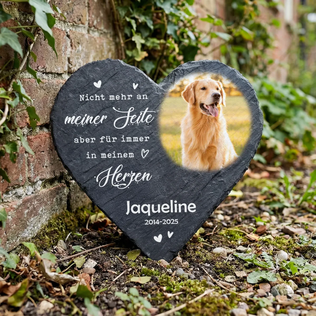 Bedrucktes Schieferherz - Tierfoto - Personalisiertes Geschenk – Bild 2