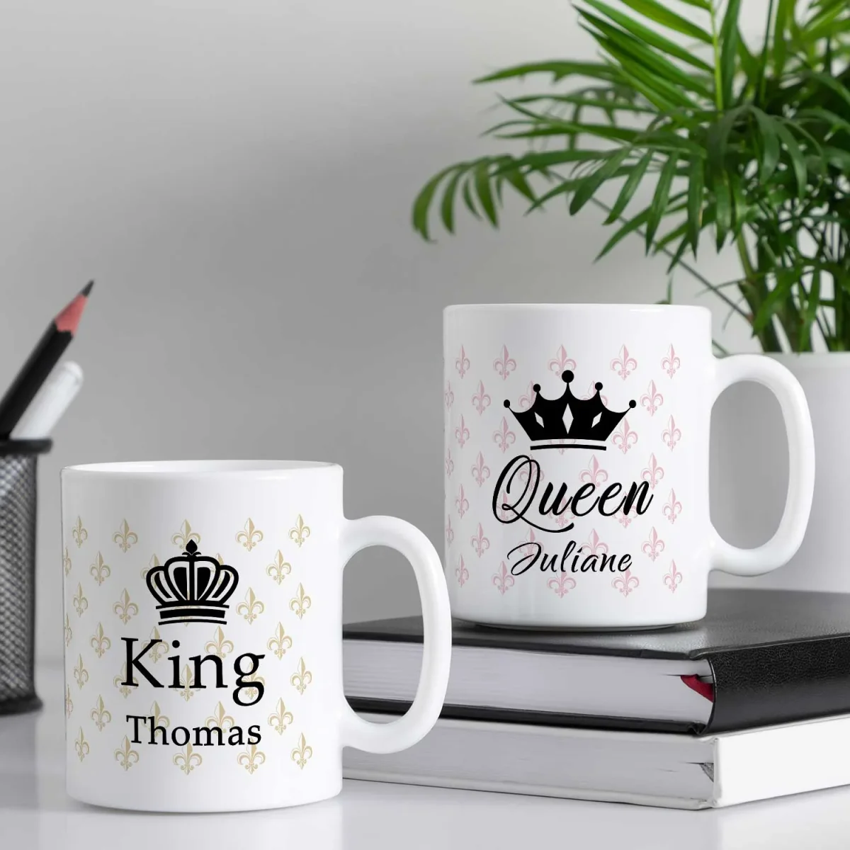 Bedruckte Tassen mit Spruch - King & Queen mit Namen – Bild 7