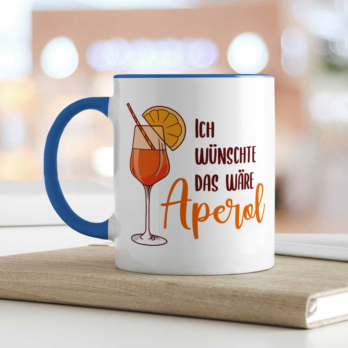 Bedruckte Tasse mit Aperol Spritz Motiv - Ich wünschte das wäre Aperol - Aperol Geschenk – Bild 2