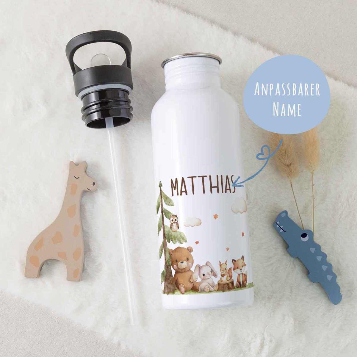 Bedruckte Trinkflasche aus Edelstahl - Waldfreunde – Bild 4
