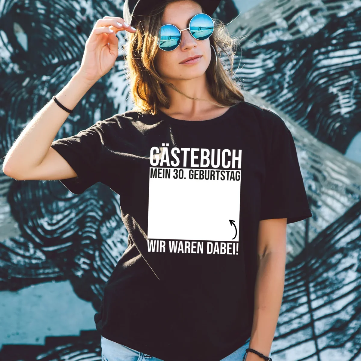 Bedrucktes T-Shirt für Damen - Gästebuch