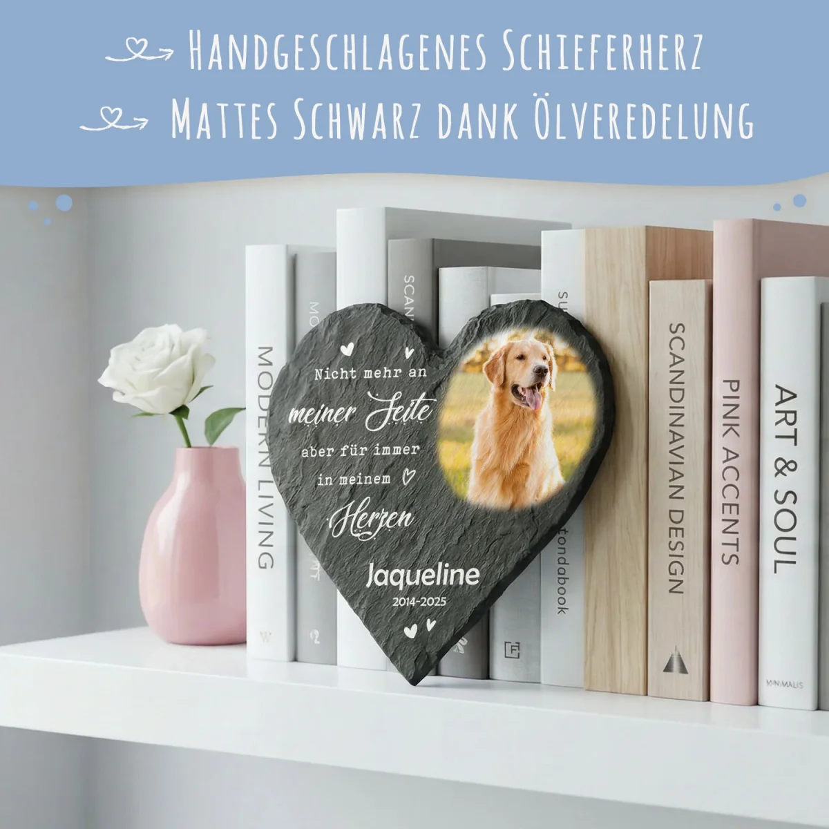 Bedrucktes Schieferherz - Tierfoto - Personalisiertes Geschenk – Bild 6