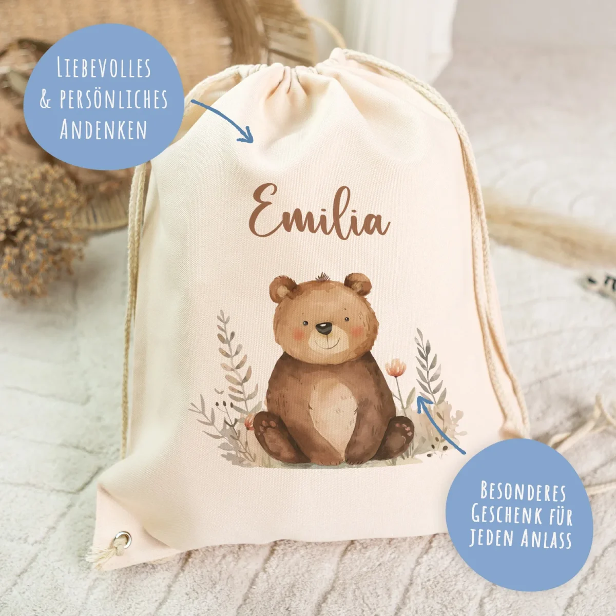 Turnbeutel mit Kindermotiv - Waldtier - für Kinder – Bild 4