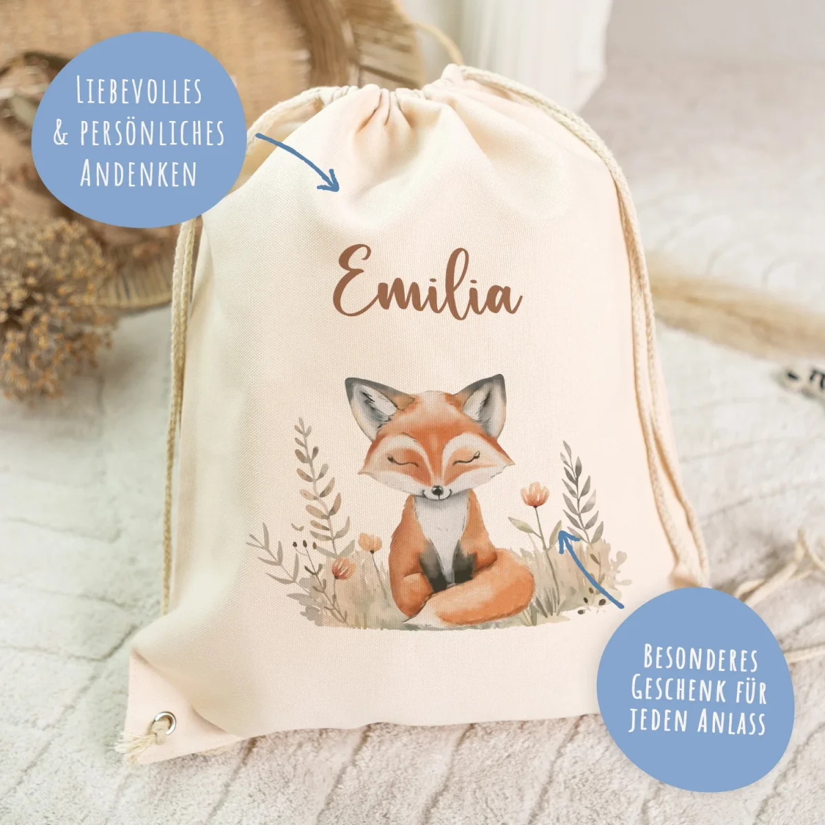 Turnbeutel mit Kindermotiv - Waldtier - für Kinder – Bild 8