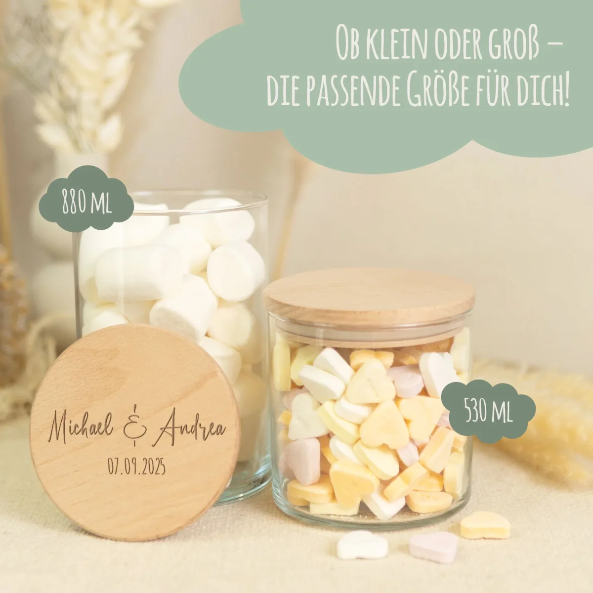 Graviertes Vorratsglas mit Holzdeckel - Namen – Bild 5