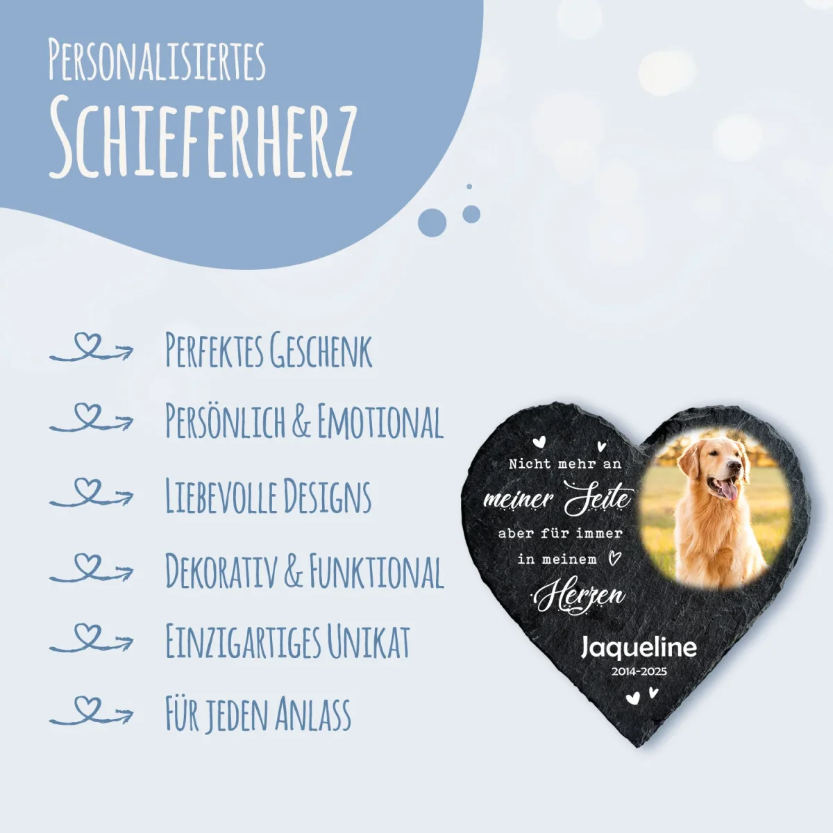 Bedrucktes Schieferherz - Tierfoto - Personalisiertes Geschenk – Bild 7