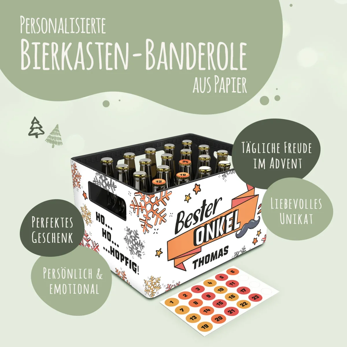 DIY Bierkasten Banderole mit 24 Deckelaufklebern - Bester Onkel – Bild 8