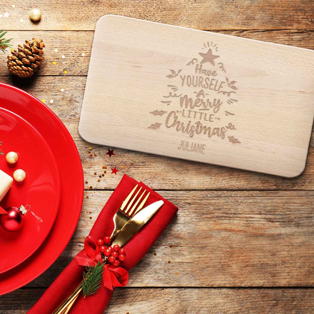 Frühstücksbrettchen aus Holz mit Gravur - Have yourself a merry little Christmas - Weihnachtsdeko – Bild 4