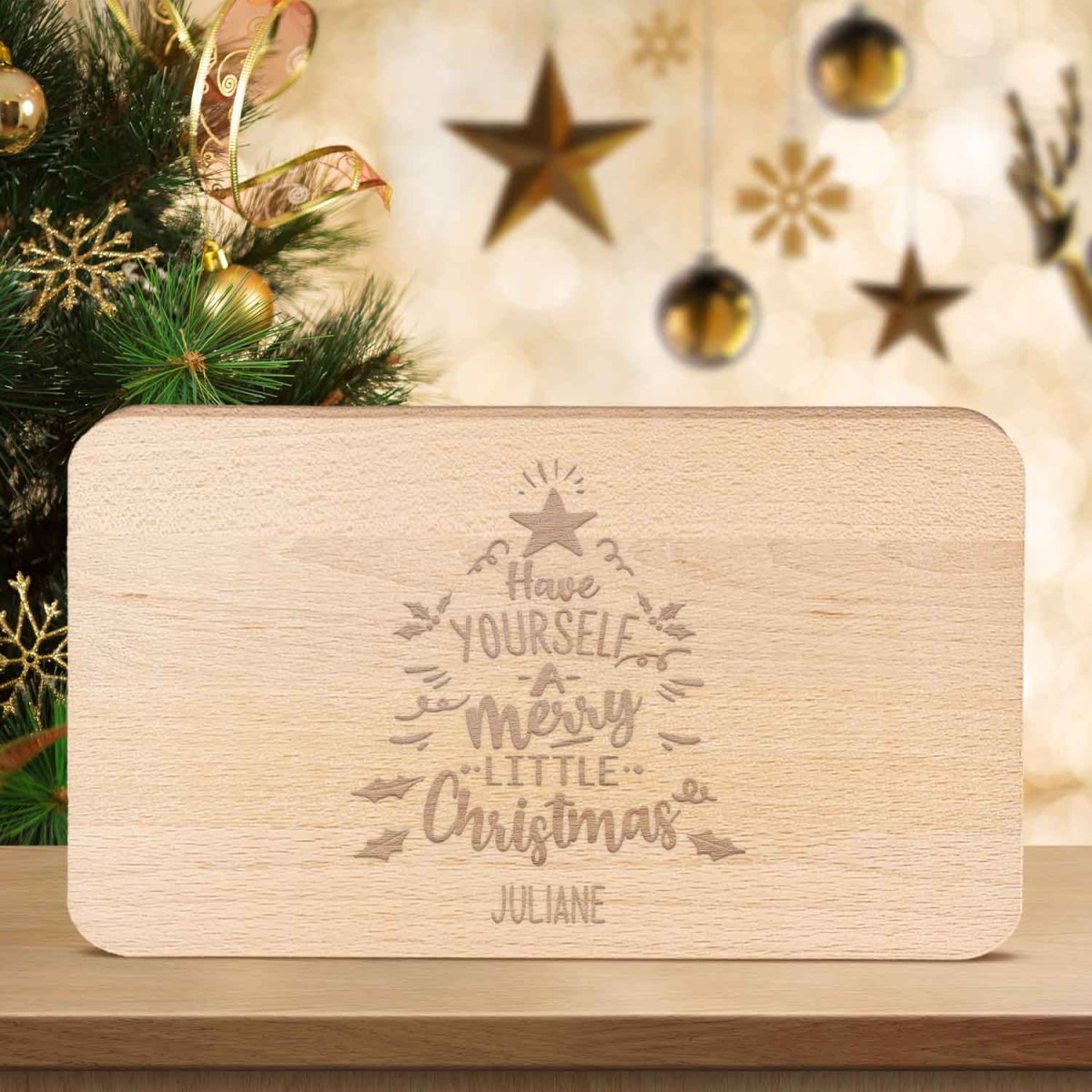 Frühstücksbrettchen aus Holz mit Gravur - Have yourself a merry little Christmas - Weihnachtsdeko – Bild 6