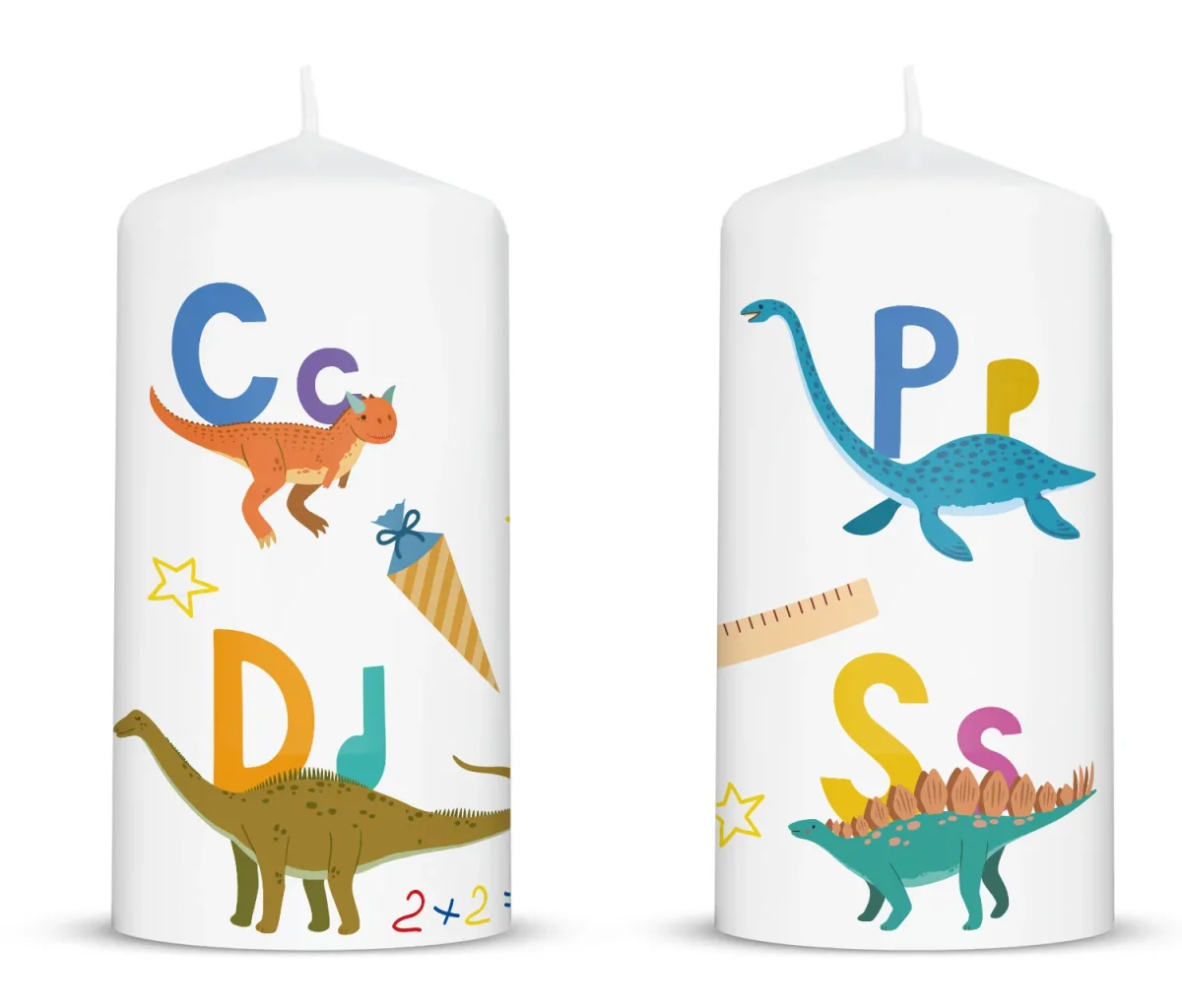Kleine Kerze "Dino ABC" zur Einschulung – Bild 3