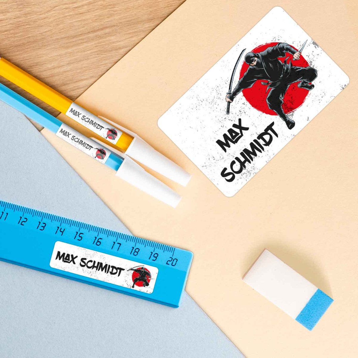 Schuletiketten mit Namen - Ninja Design - 100 Aufkleber in verschiedenen Größen – Bild 5
