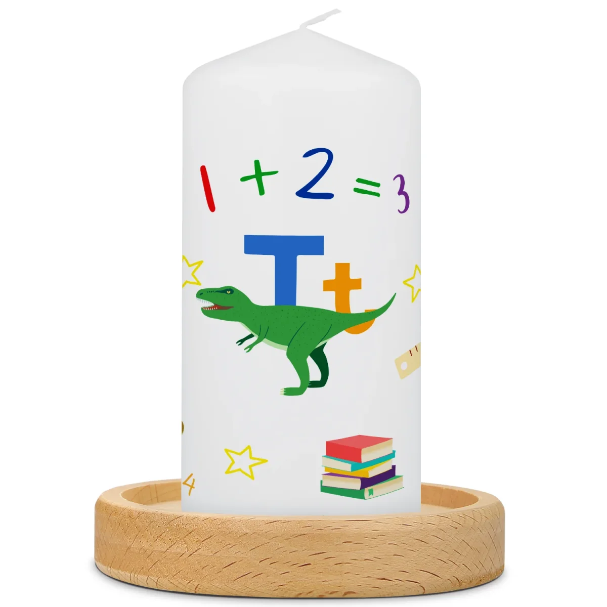 Kleine Kerze "Dino ABC" zur Einschulung – Bild 2