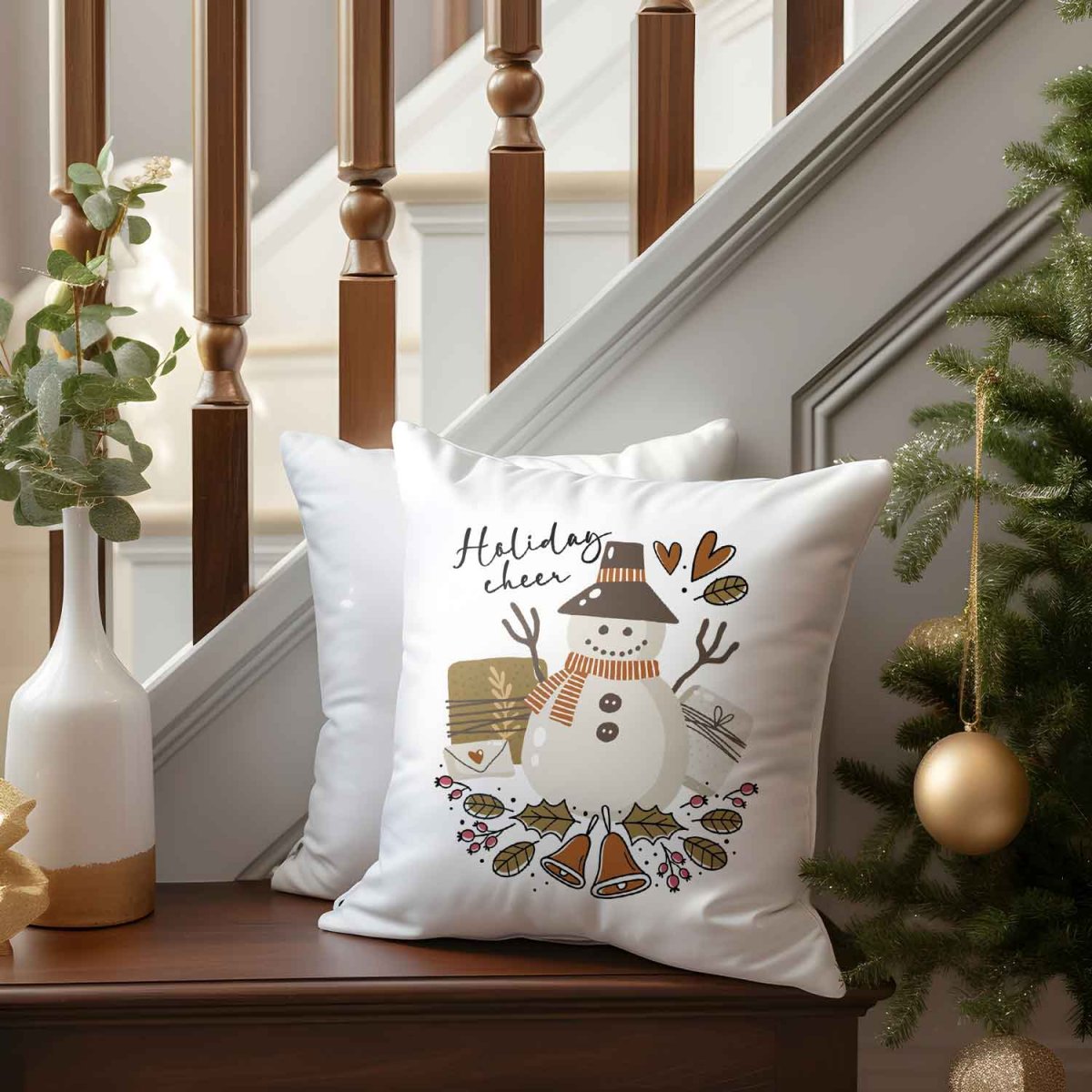Kissen mit Weihnachtsmotiv - Holiday Cheer - Weihnachtsdeko - Geschenke für Frauen & Männer – Bild 5