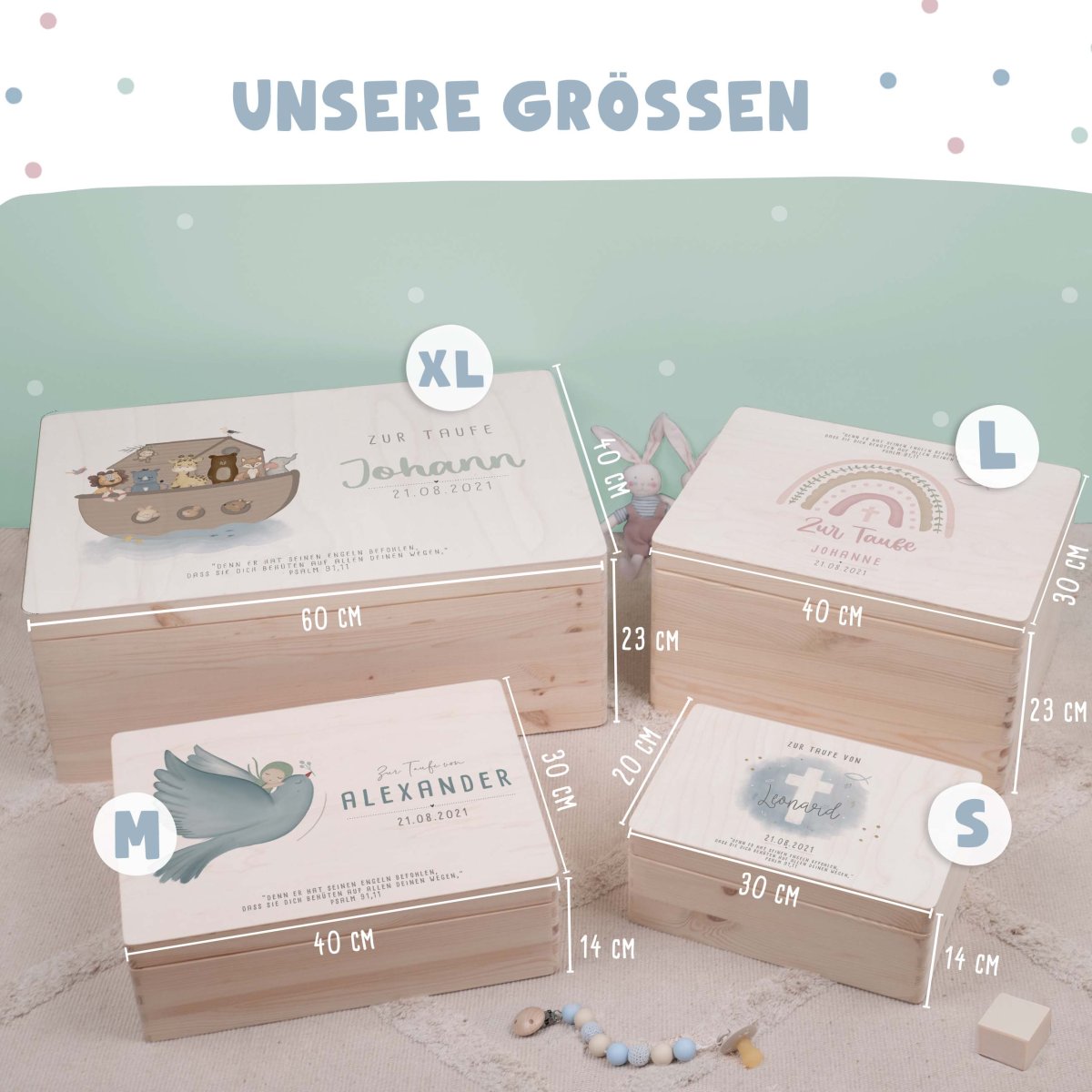 Erinnerungskiste „Taube mit Kind“ personalisiert Aquarell-Druck – Bild 4