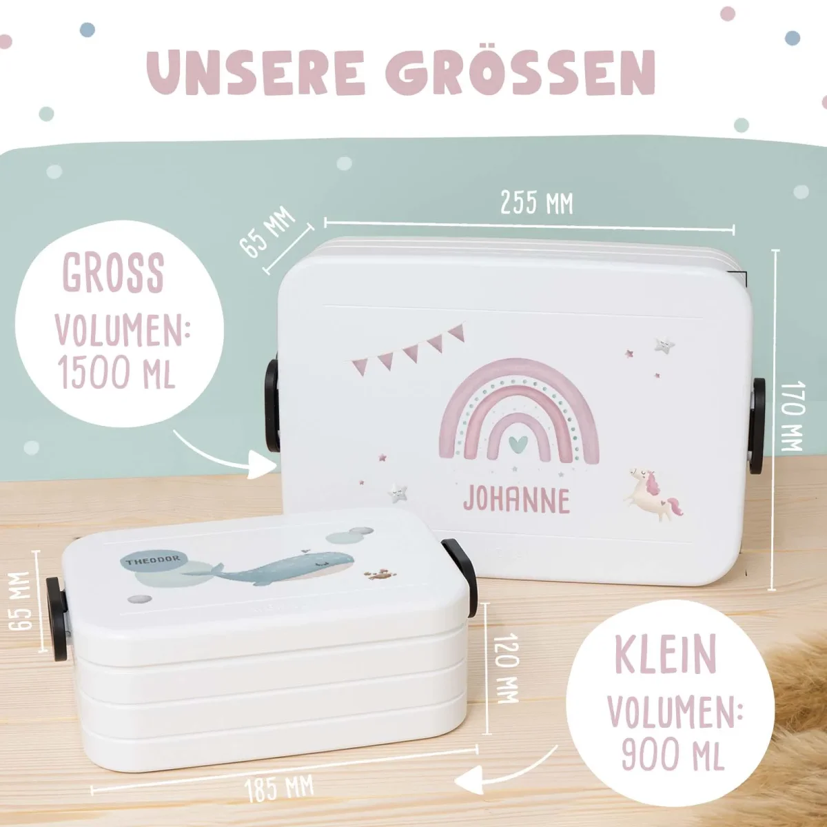 Mepal-Lunchbox „Regenbogen rosa“ personalisiert Druck – Bild 6