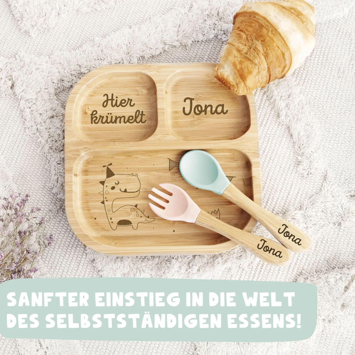 Babyteller „Reh mit Girlande“ personalisiert Gravur – Bild 5