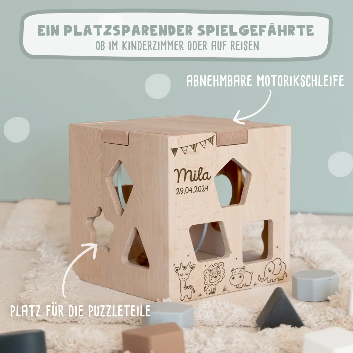 Motorikwürfel „Tierwelt“ personalisiert Gravur – Bild 7
