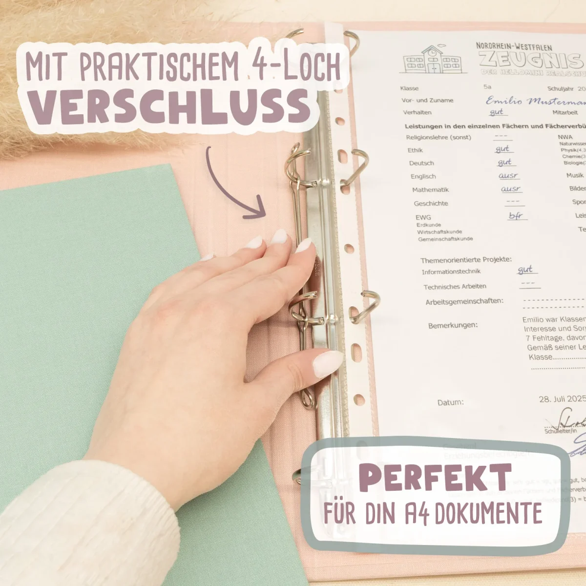 Zeugnismappe Leinen „Safari“ DIN A4 personalisiert Druck – Bild 7