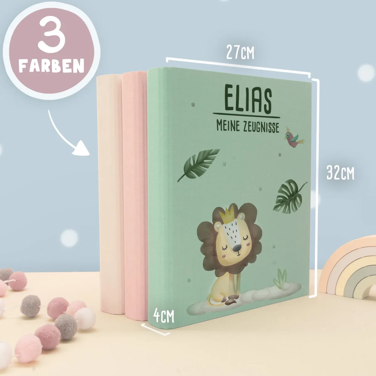 Zeugnismappe Leinen „Buchstabensalat“ DIN A4 personalisiert Druck – Bild 6