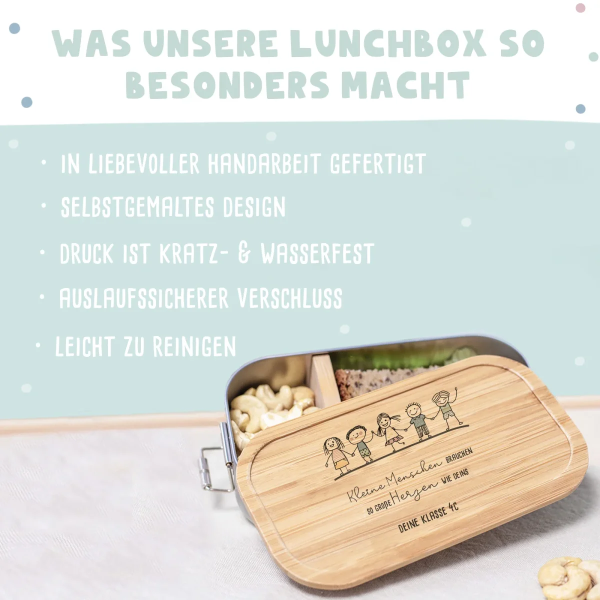 Lunchbox als Abschiedsgeschenk „Kleine Menschen“ personalisiert Druck – Geschenk für Lehrer & Erzieher – Bild 7