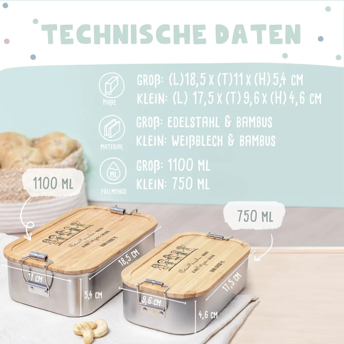 Lunchbox als Abschiedsgeschenk „Kleine Menschen“ personalisiert Druck – Geschenk für Lehrer & Erzieher – Bild 5
