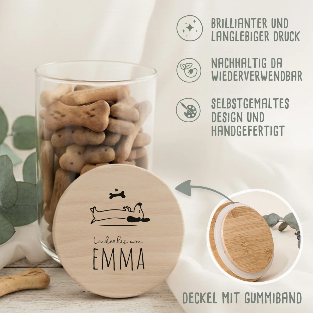 Vorratsglas „Hundeknochen“ personalisiert Druck – Bild 5